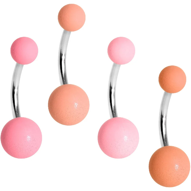 Trendy Belly Rings for Statement Fashion -Feeling Just Peachy Belly Ring Set of 4