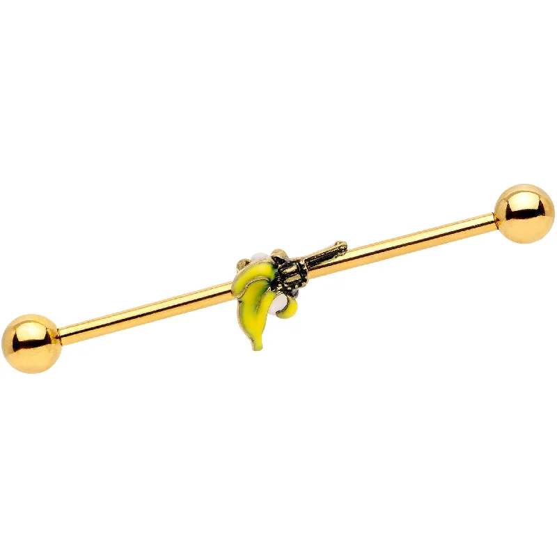 Women's Earrings – Elegant Designs for Every Personality--14 Gauge Gold Tone Banana Peel Gun Industrial Barbell 38mm Women's Earrings – Elegant Designs for Every Personality--14 Gauge Gold Tone Banana Peel Gun Industrial Barbell 38mm