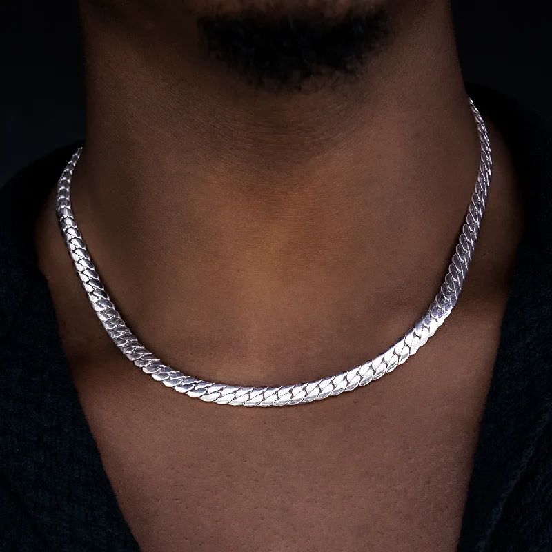 Simple Braided Bracelets for Men-South Beach Cuban™ in White Gold- 8mm