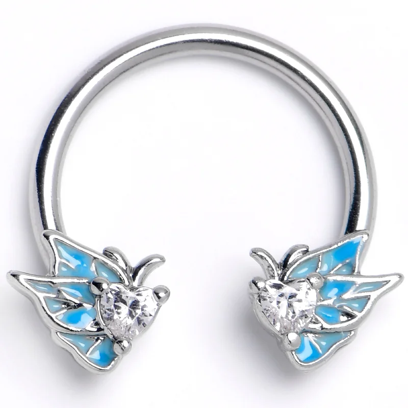 Women's Earrings – Elegant Designs for Every Personality--16 Gauge 3/8 Clear CZ Gem Butterflies Blue Horseshoe Circular Barbell Women's Earrings – Elegant Designs for Every Personality--16 Gauge 3/8 Clear CZ Gem Butterflies Blue Horseshoe Circular Barbell