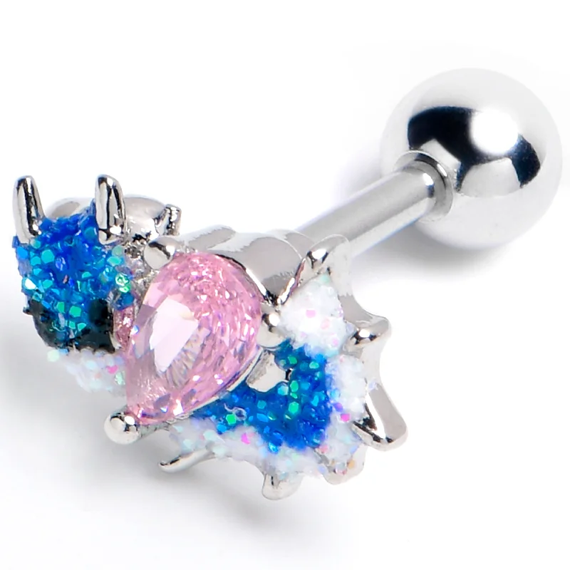 Women's Earrings – Elegant Designs for Every Personality--16 Gauge 1/4 Pink CZ Gem Sea Monster Glitter Blue Cartilage Tragus Earring Women's Earrings – Elegant Designs for Every Personality--16 Gauge 1/4 Pink CZ Gem Sea Monster Glitter Blue Cartilage Tragus Earring