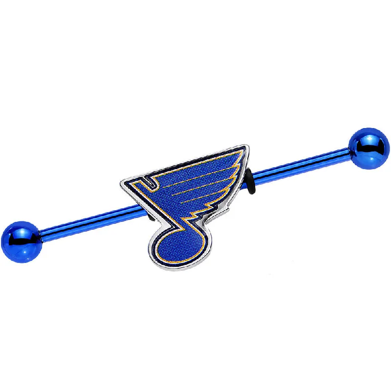 Women's Earrings – Elegant Designs for Every Personality--Licensed NHL Blue Anodized St Louis Blues Industrial Barbell 38mm