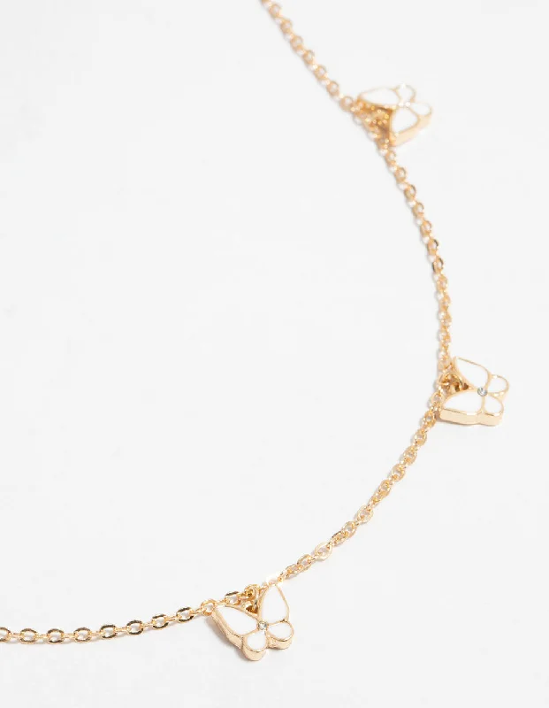 Shop Classic Women's Necklaces & Pendants with a Modern Twist-Gold Butterfly Station Necklace Shop Classic Women's Necklaces & Pendants with a Modern Twist-Gold Butterfly Station Necklace