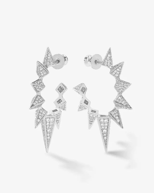 Women's Earrings – Elegant Designs for Every Personality--Gabriella's Big Sista Pavé Hoops - Silver|White Diamondettes