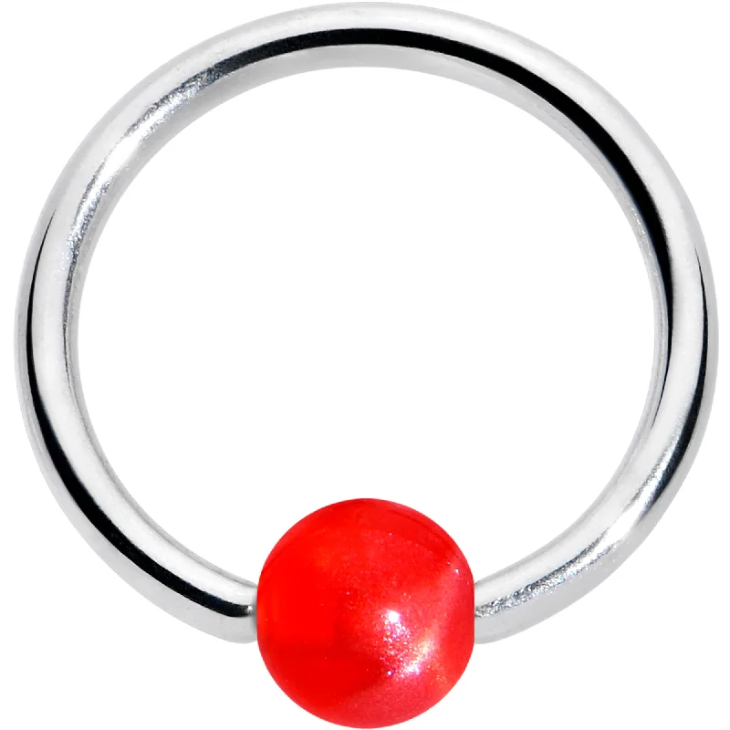 Elegant Lip Rings for Special Occasions16 Gauge 3/8 Simple Opaque Bright Red Ball BCR Captive Bead Ring