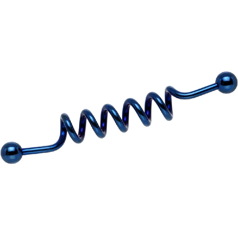 Women's Earrings – Elegant Designs for Every Personality--14 Gauge Dark Blue Anodized Titanium Twister Industrial Barbell 48mm Women's Earrings – Elegant Designs for Every Personality--14 Gauge Dark Blue Anodized Titanium Twister Industrial Barbell 48mm