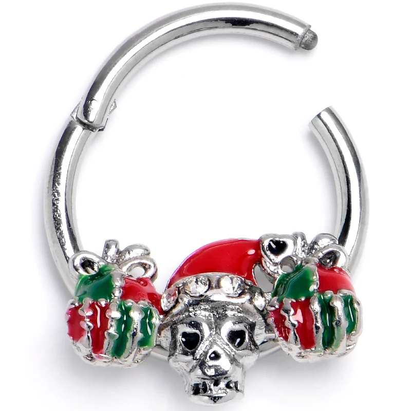 Women's Earrings – Elegant Designs for Every Personality--16 Gauge 3/8 Clear Gem Santa Hat Skull Gifts Hinged Segment Ring Women's Earrings – Elegant Designs for Every Personality--16 Gauge 3/8 Clear Gem Santa Hat Skull Gifts Hinged Segment Ring