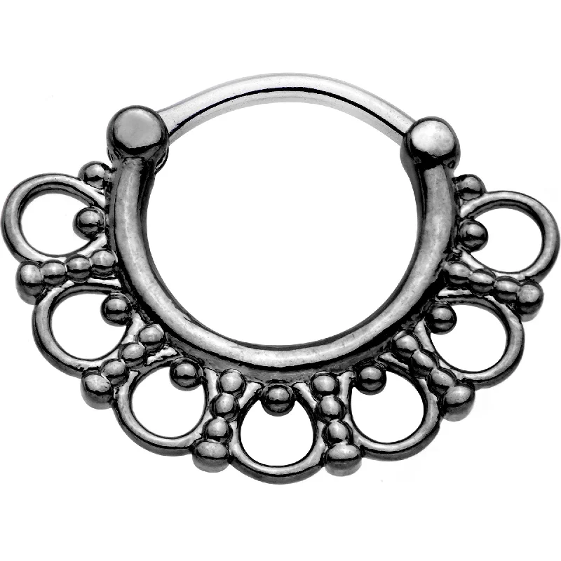 Nose Rings for Bold Fashion -16 Gauge 5/16 Gunmetal Tribal Filigree Fan Septum Clicker Nose Rings for Bold Fashion -16 Gauge 5/16 Gunmetal Tribal Filigree Fan Septum Clicker