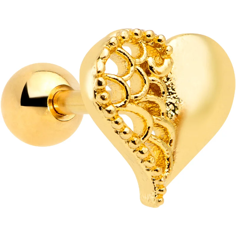 Women's Earrings – Elegant Designs for Every Personality--16 Gauge 1/4 Clear Gem Gold Tone Angel Wing Heart Cartilage Tragus