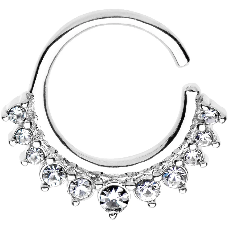 Nose Rings for Piercing Jewelry -5/16 Rhodium Plated Your Highness Tiara Seamless Circular Ring Nose Rings for Piercing Jewelry -5/16 Rhodium Plated Your Highness Tiara Seamless Circular Ring