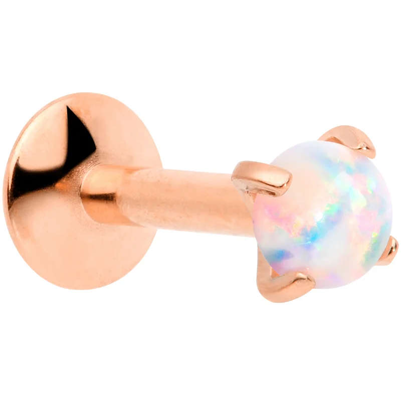 Comfortable Lip Rings for Sensitive Skin16G 1/4 3mm Syn Opal Rose Gold G23 Titanium Internal Thread Labret Comfortable Lip Rings for Sensitive Skin16G 1/4 3mm Syn Opal Rose Gold G23 Titanium Internal Thread Labret