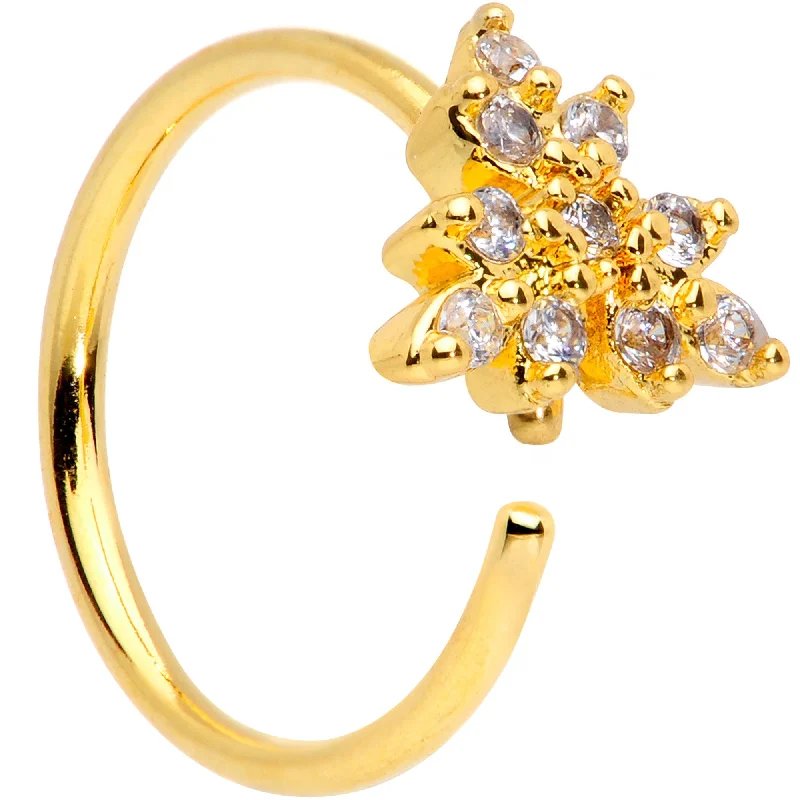 Designer Nose Rings for Unique Look -20 Gauge 5/16 Clear CZ Gem Gold Plated Tiny Triangle Nose Hoop