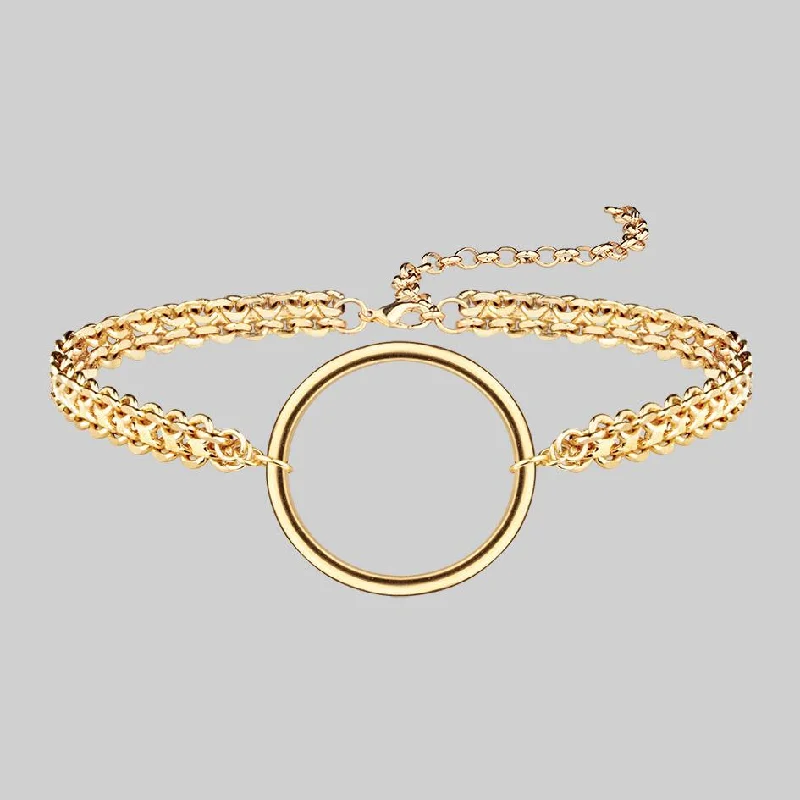 Shop Classic Women's  Necklaces & Pendants with a Modern Twist-PARADOX. Oversized Ring Chain Choker - Gold