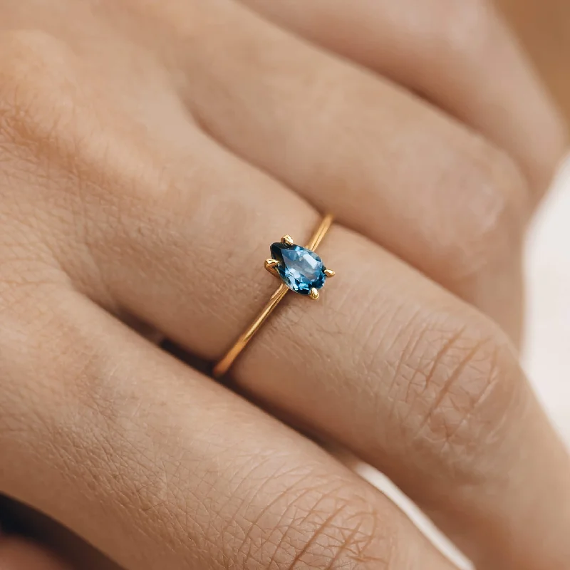 Chic Women's Rings for Fashion-Forward Looks-Pear Shaped Ring London Blue Topaz - Martine Chic Women's Rings for Fashion-Forward Looks-Pear Shaped Ring London Blue Topaz - Martine