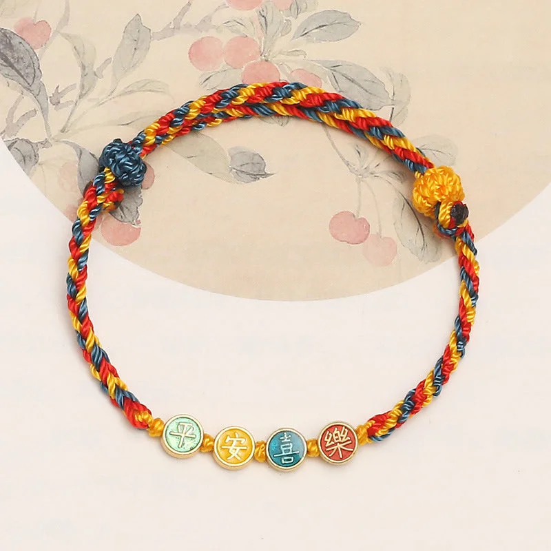 Shiny Crystal Bangles for Women-Buddha Stones Handmade Dunhuang Color Thread Peace And Joy Protection Braid String Bracelet Shiny Crystal Bangles for Women-Buddha Stones Handmade Dunhuang Color Thread Peace And Joy Protection Braid String Bracelet