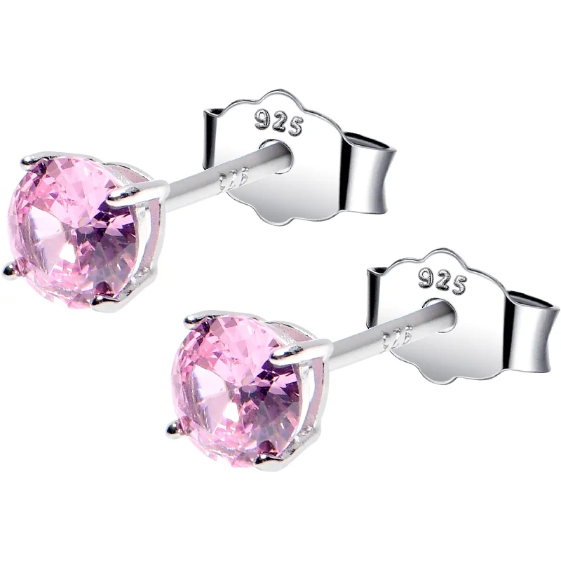 Women's Earrings – Elegant Designs for Every Personality--4mm CZ 925 Sterling Silver October Birthstone Stud Earrings