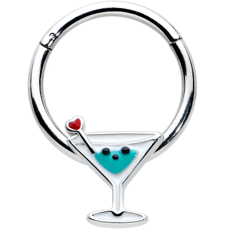 Women's Earrings – Elegant Designs for Every Personality--16 Gauge 3/8 Sweet Martini Glass Heart Hinged Segment Ring
