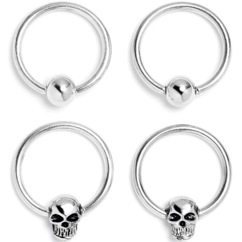 Affordable Lip Rings for Everyone16 Gauge 3/8 Gothic Skulls BCR Captive Ring Set of 4