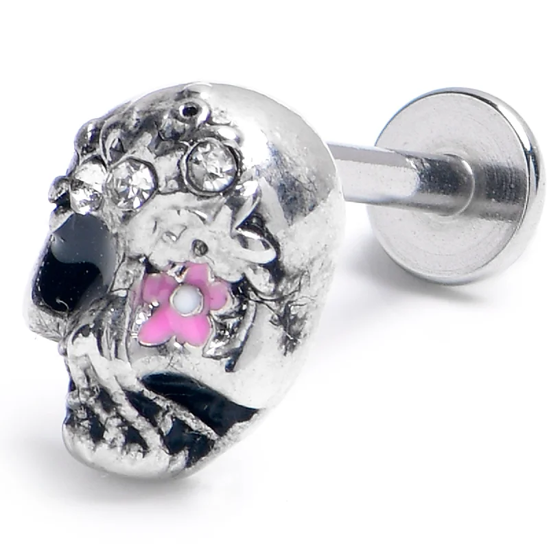 Elegant and Comfortable Lip Rings16 Gauge 5/16 Clear Gem Stylish Skull Labret Monroe Tragus