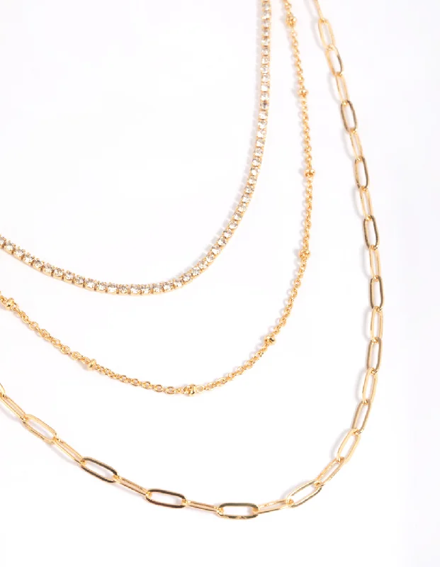 Shop Classic Women's Necklaces & Pendants with a Modern Twist-Gold Plated Chain Layered Necklace Shop Classic Women's Necklaces & Pendants with a Modern Twist-Gold Plated Chain Layered Necklace