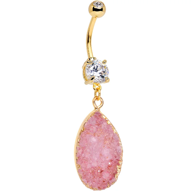 Comfortable Belly Rings with Bold Style -Handmade Pink Agate Dangle Belly Ring Created with Crystals Comfortable Belly Rings with Bold Style -Handmade Pink Agate Dangle Belly Ring Created with Crystals