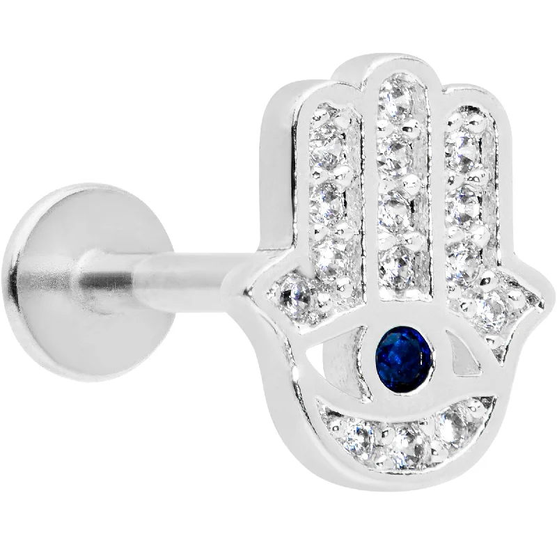 Stylish and Durable Lip Rings16 Gauge 5/16 Clear Blue Gem Eye Hamsa Hand Labret Monroe Tragus