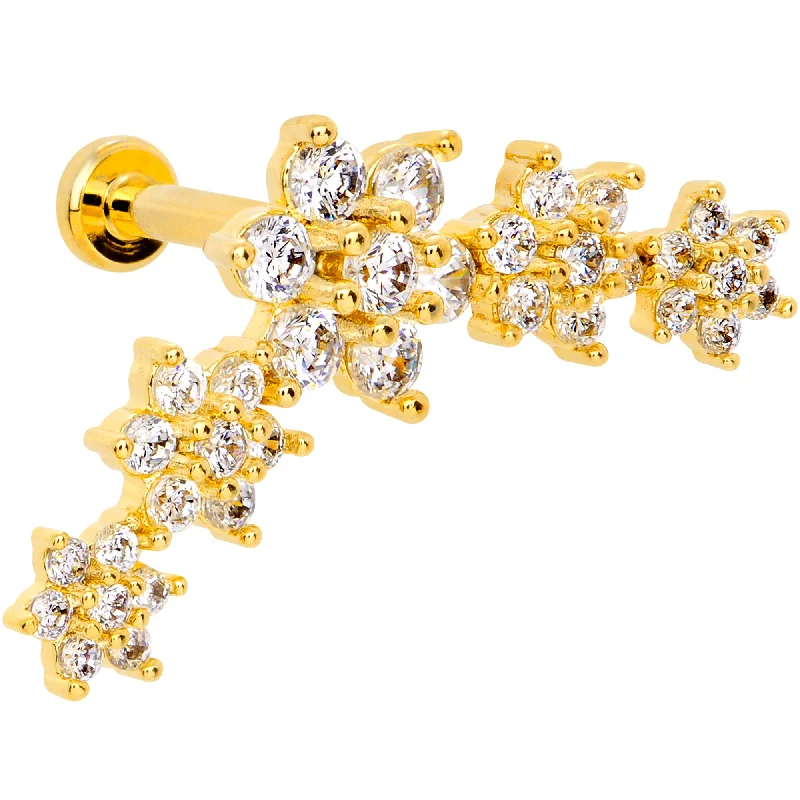 Timeless Lip Rings with Bold Appeal16 Gauge 5/16 Clear CZ Gem Gold Tone Floral Internal Thread Labret Timeless Lip Rings with Bold Appeal16 Gauge 5/16 Clear CZ Gem Gold Tone Floral Internal Thread Labret