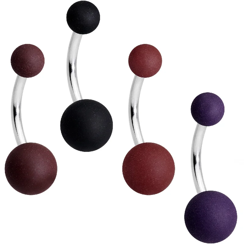Belly Rings with Unique Stone Patterns -Muted Matte Tones Belly Ring Set of 4