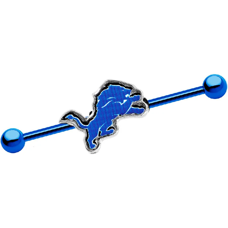 Women's Earrings – Elegant Designs for Every Personality--Officially Licensed Detroit Lions Logo Industrial Barbell 38mm