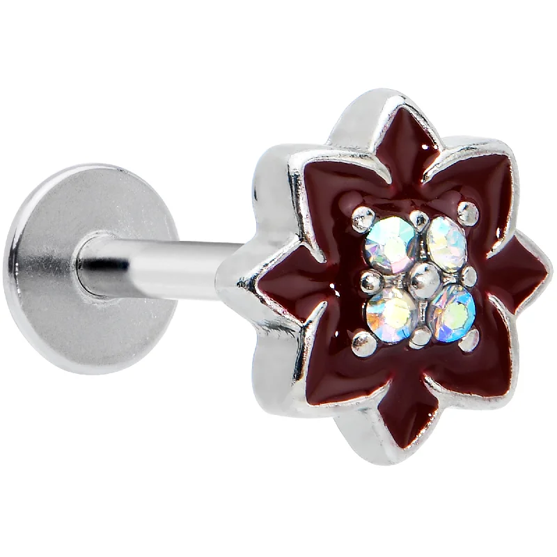 Women's Earrings – Elegant Designs for Every Personality--16 Gauge 5/16 Aurora Gem Poinsettia Flower Festive Labret Monroe Tragus