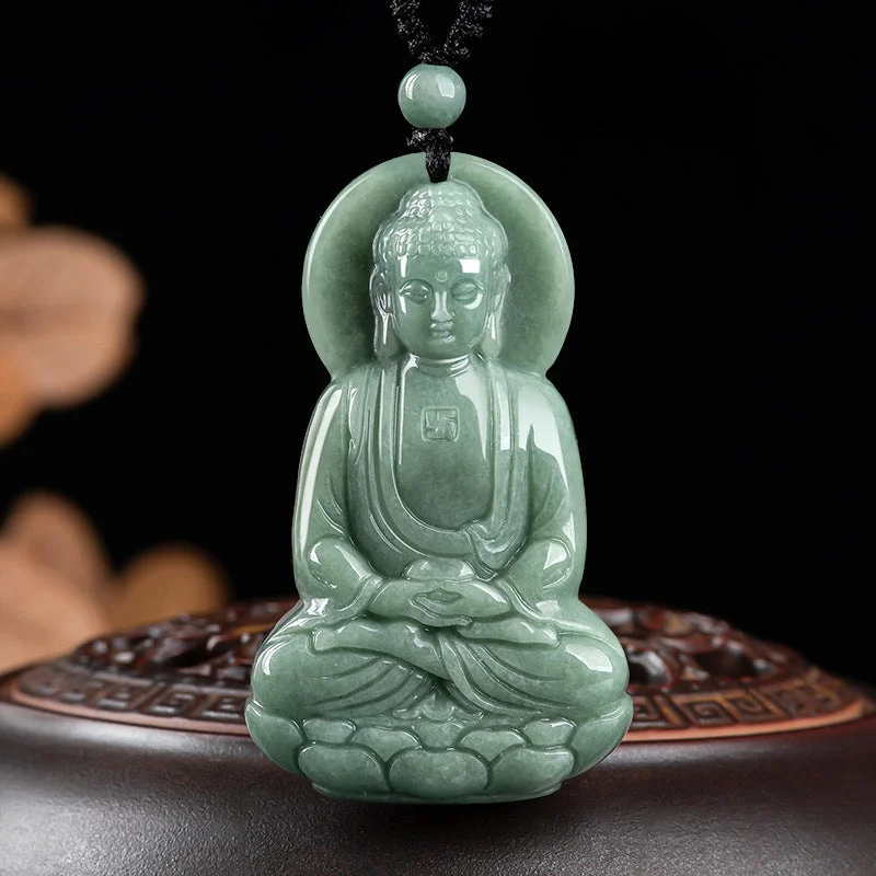 Shop Classic Women's Necklaces & Pendants with a Modern Twist-Buddha Stones Amitabha Buddha Jade Amulet Compassion String Necklace Shop Classic Women's Necklaces & Pendants with a Modern Twist-Buddha Stones Amitabha Buddha Jade Amulet Compassion String Necklace