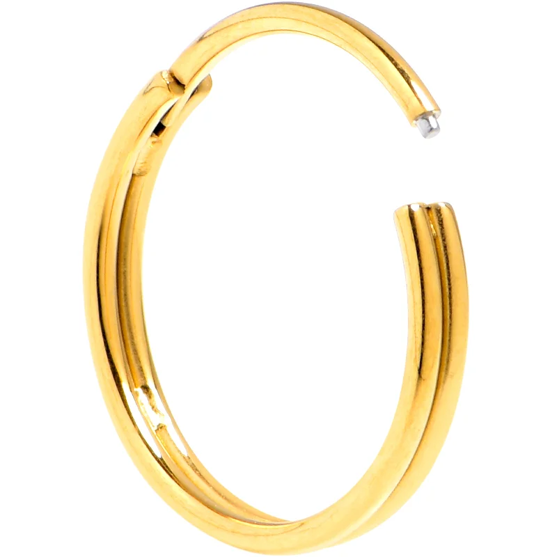 Nose Rings with Sparkling Gem Details -20 Gauge 3/8 Gold PVD 316L Surgical Steel Double Precision Hinged Segment Ring Nose Rings with Sparkling Gem Details -20 Gauge 3/8 Gold PVD 316L Surgical Steel Double Precision Hinged Segment Ring