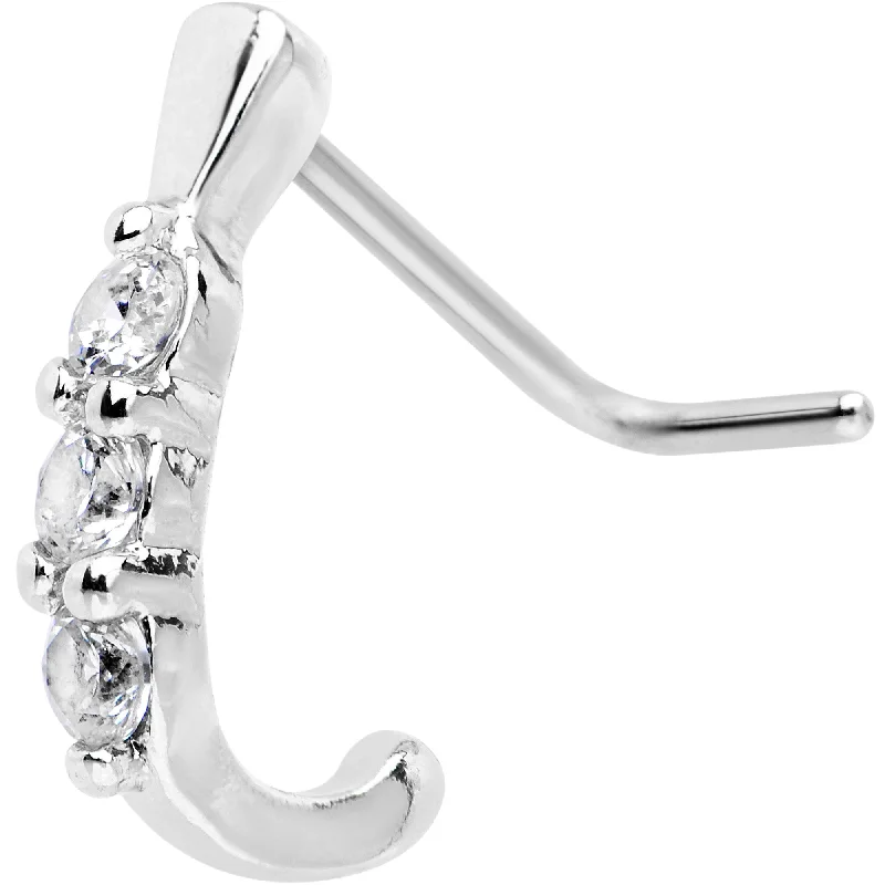 Comfortable and Elegant Nose Rings for Women -20 Gauge Clear CZ Gem Faux Hoop L Shaped Nose Ring Comfortable and Elegant Nose Rings for Women -20 Gauge Clear CZ Gem Faux Hoop L Shaped Nose Ring