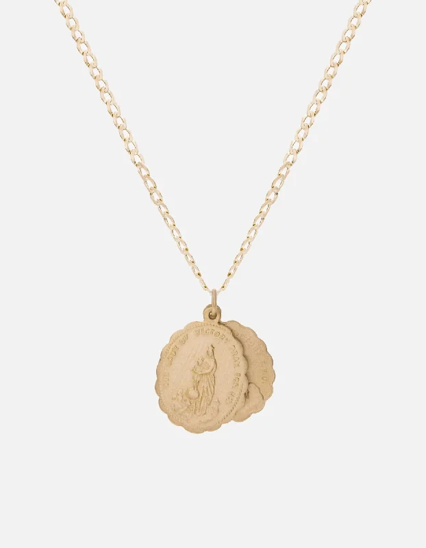 Exclusive Men's Necklaces & Pendants for the Modern Gentleman-Saints Necklace, 14k Matte Gold