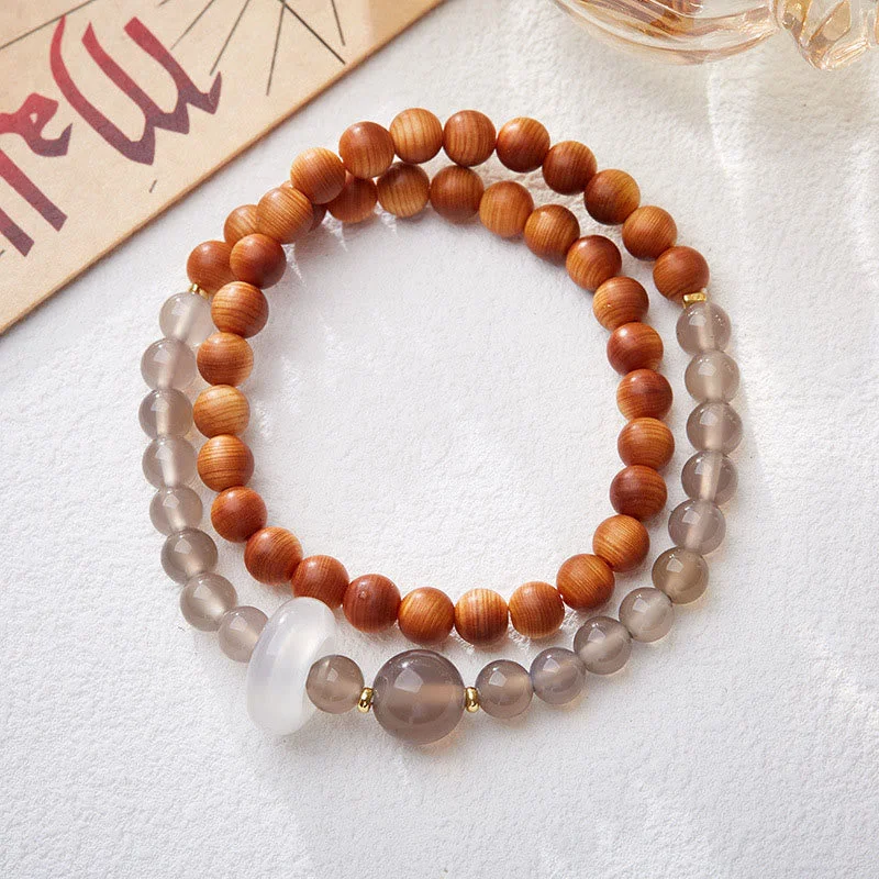 Men's Casual Bracelets with Simple Leather Design-Buddha Stones Natural Thuja Sutchuenensis Optimistic Bracelet Men's Casual Bracelets with Simple Leather Design-Buddha Stones Natural Thuja Sutchuenensis Optimistic Bracelet