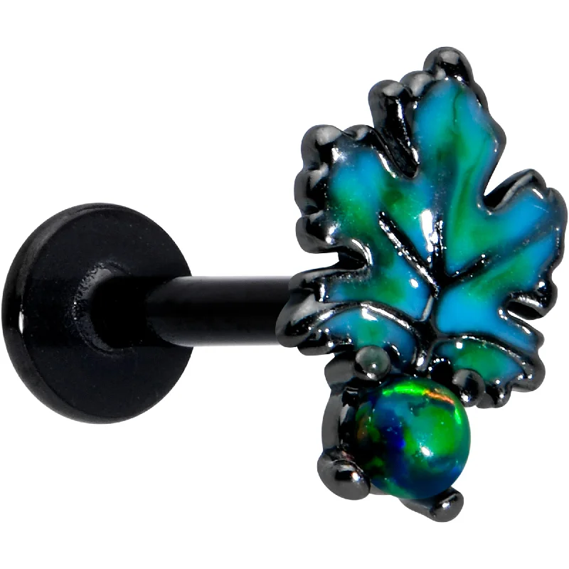 Durable Lip Rings for Long-Lasting Wear16 Gauge 5/16 Green Synthetic Opal Black Fall Leaf Labret Monroe Tragus