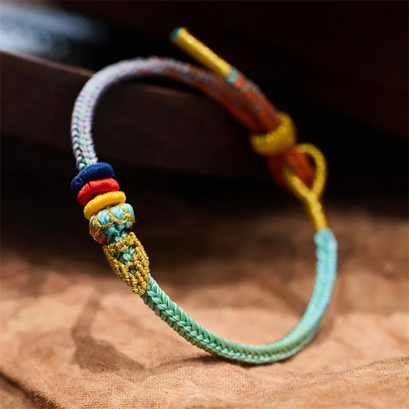 Men's Bracelets with Skull Charms-Buddha Stones Colorful Rope Eight Thread Peace Knot Luck Handmade Bracelet