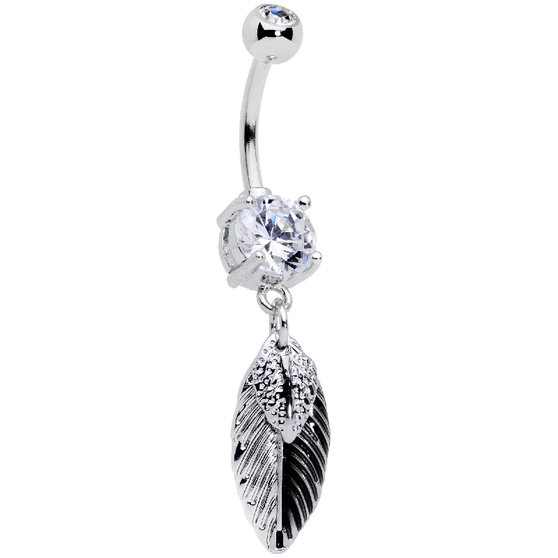 Stylish Belly Rings for Chic Looks -Clear Gem Feathers Southwestern Dangle Belly Ring Stylish Belly Rings for Chic Looks -Clear Gem Feathers Southwestern Dangle Belly Ring
