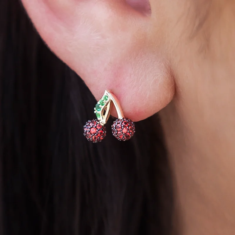 Women's Earrings – Elegant Designs for Every Personality--Iced Cherry Stud Earrings