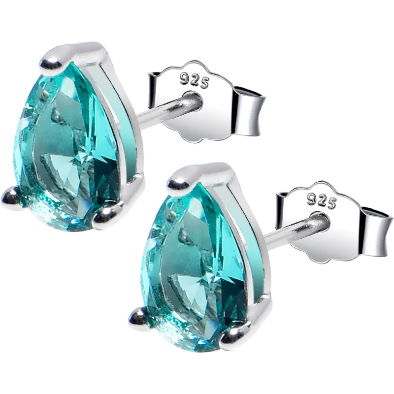 Women's Earrings – Elegant Designs for Every Personality--5mm CZ  Pear 925 Sterling Silver December Birthstone Stud Earrings