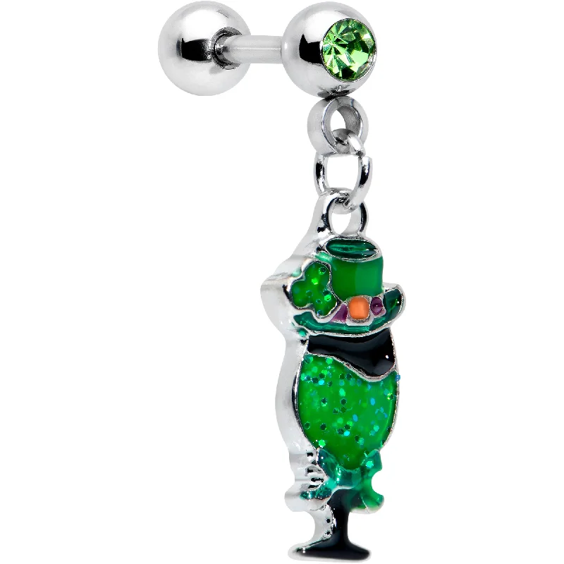 Women's Earrings – Elegant Designs for Every Personality--16 Gauge 1/4 Green Gem Fancy Leprechaun Dangle Cartilage Tragus Earring Women's Earrings – Elegant Designs for Every Personality--16 Gauge 1/4 Green Gem Fancy Leprechaun Dangle Cartilage Tragus Earring