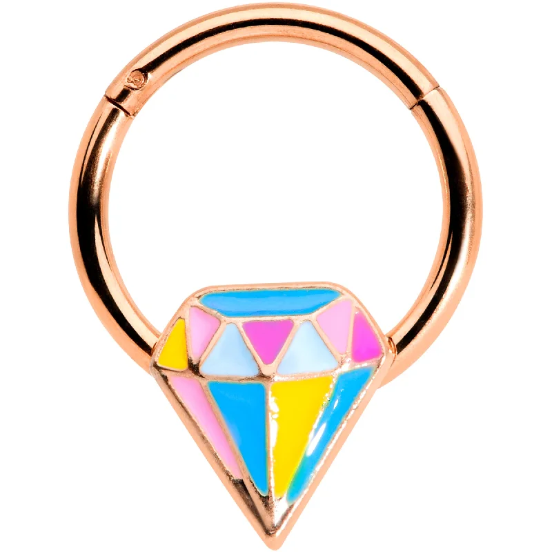 Nose Rings for Classic Fashion with Modern Appeal -16 Gauge 3/8 Rose Gold Tone Geologist Prize Hinged Segment Ring Nose Rings for Classic Fashion with Modern Appeal -16 Gauge 3/8 Rose Gold Tone Geologist Prize Hinged Segment Ring