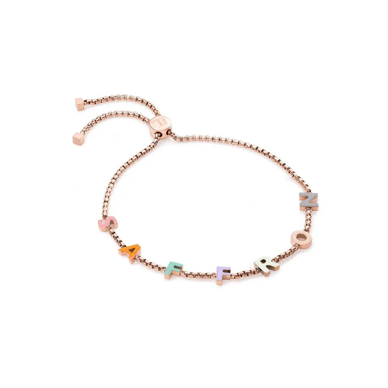 Luxury Gold Bangles for Women-Custom Enamel Name Bracelet (Rose Gold)