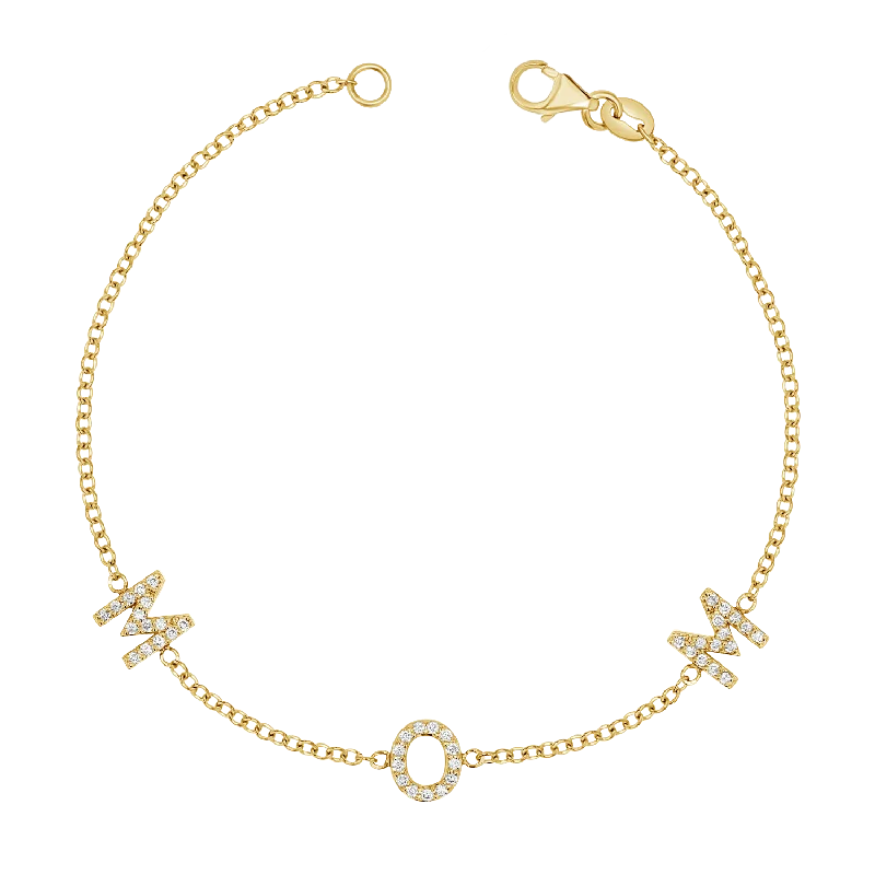 Elegant Men's Bracelets with Unique Charms-Diamond Spaced MOM Bracelet