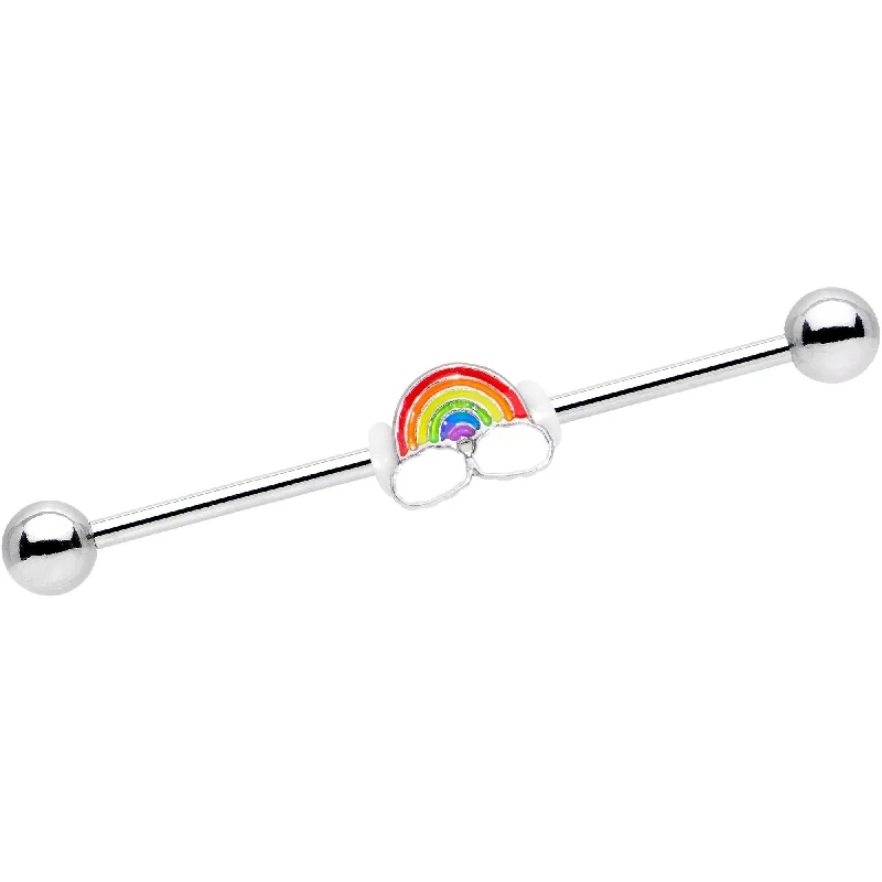 Women's Earrings – Elegant Designs for Every Personality--Rainbow and Clouds Industrial Barbell 38mm