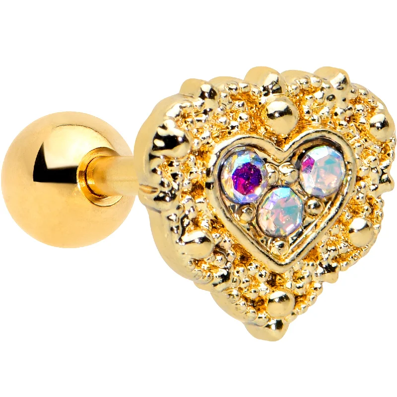 Women's Earrings – Elegant Designs for Every Personality--16 Gauge 1/4 Aurora Gem Gold Tone Baroque Heart Cartilage Tragus Women's Earrings – Elegant Designs for Every Personality--16 Gauge 1/4 Aurora Gem Gold Tone Baroque Heart Cartilage Tragus