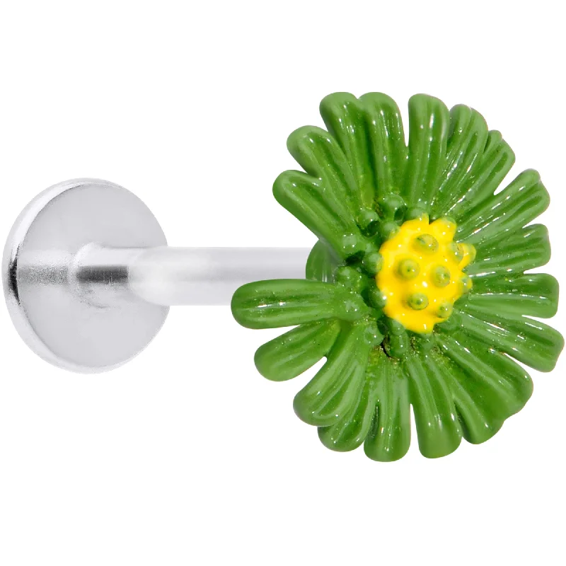 Elegant Lip Rings with Radiant Stones16 Gauge 5/16 Green Daisy Flower Labret Monroe Tragus