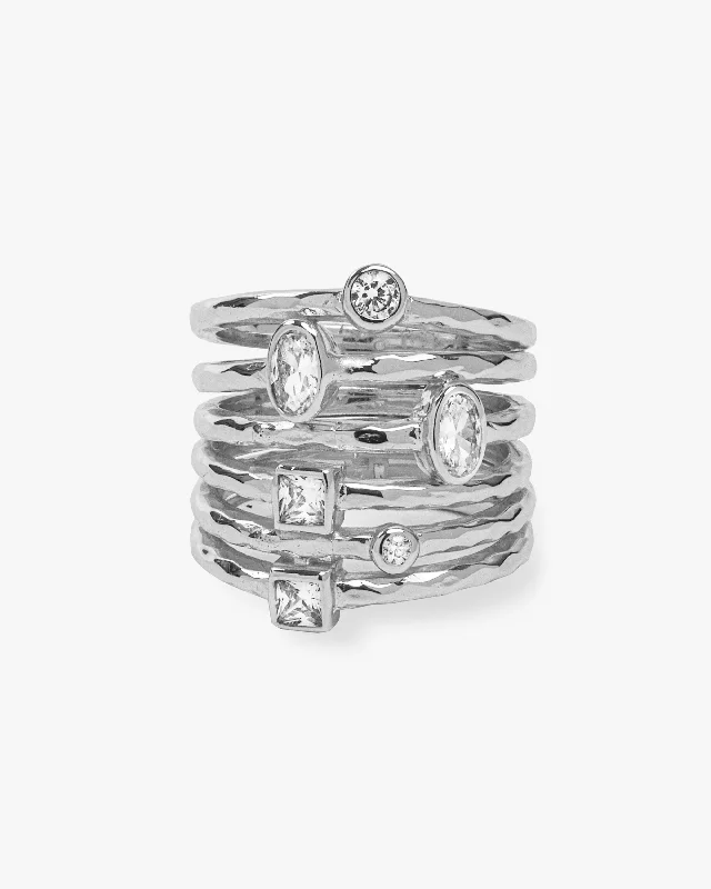 Chic Women's Rings for Fashion-Forward Looks-Monroe Ring - Silver|White Diamondettes Chic Women's Rings for Fashion-Forward Looks-Monroe Ring - Silver|White Diamondettes