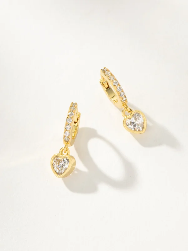 Women's Earrings – Elegant Designs for Every Personality--Diamond Heart Huggies