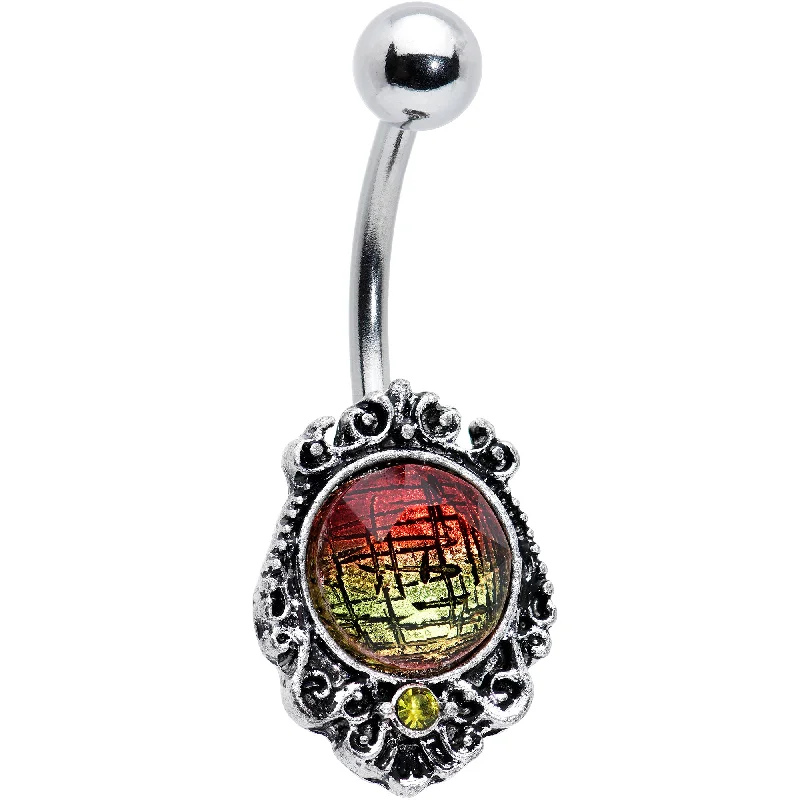 Comfortable Belly Rings for Active Lifestyles -Sunset Tourmaline Orb Belly Ring